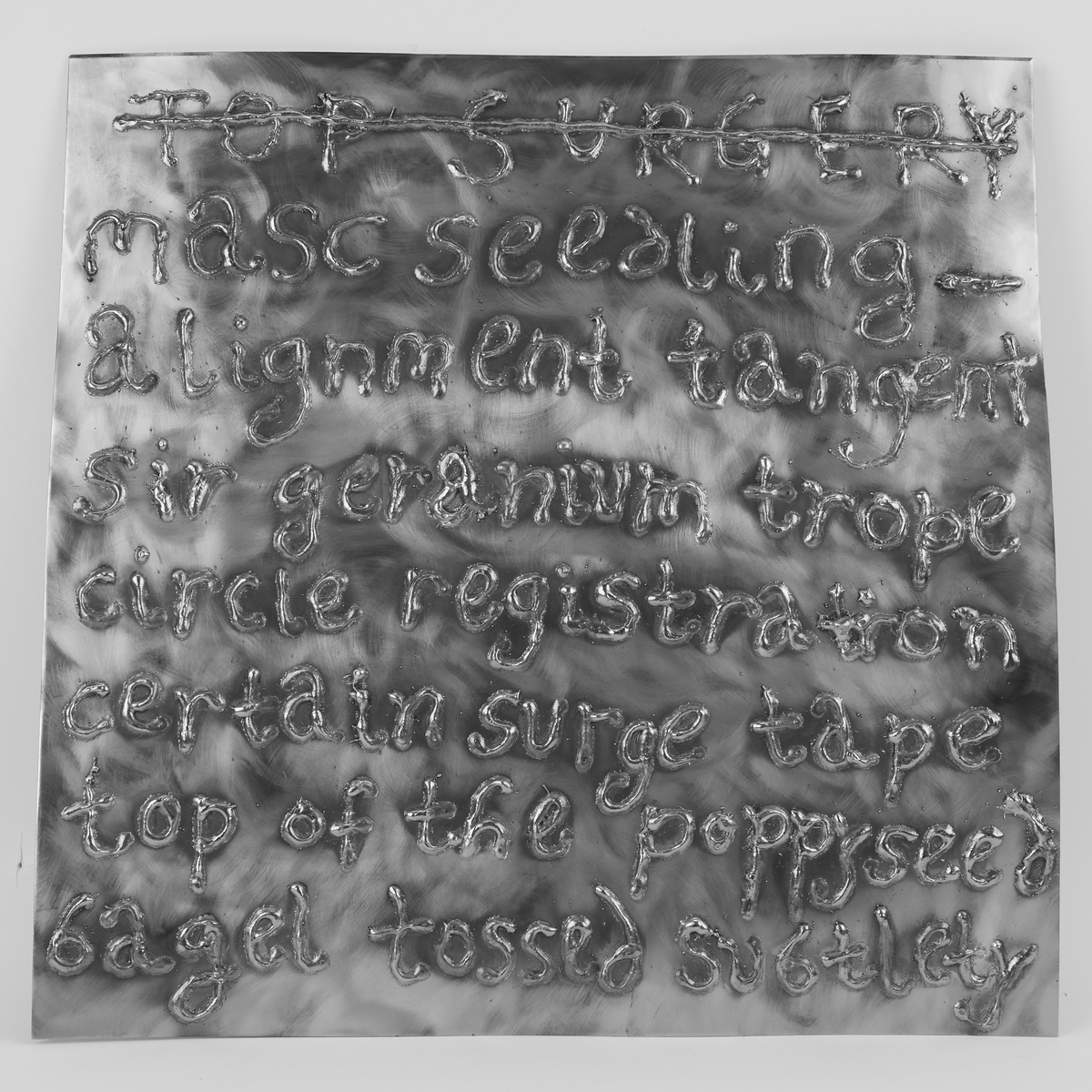 Inscriptions (I). Steel. 50 x 50 x 0.25 cm. 2025.