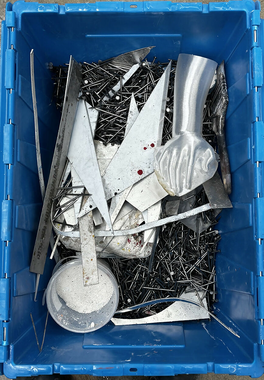 human rights on metal scraps